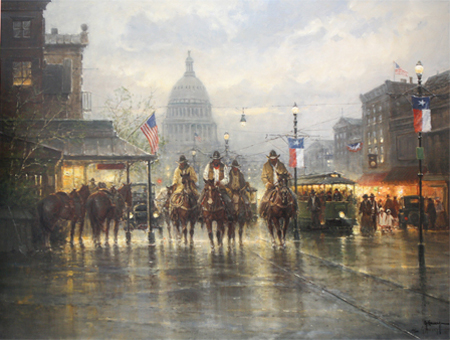 Cowhands on the Avenue by artist G Harvey